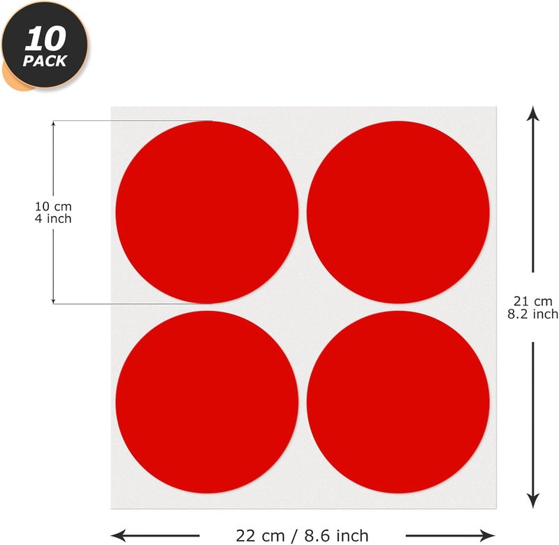YIKIADA 40 PCS Dot Stickers 4" Round Labels Large Circle Color Coding Moving Decals Price Tags for Office Classroom Home Yard Sale Line up Red - Image 2